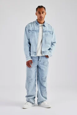 CLO-TOP-OUT-DEN Raw Edge Denim Jacket - Iced Blue