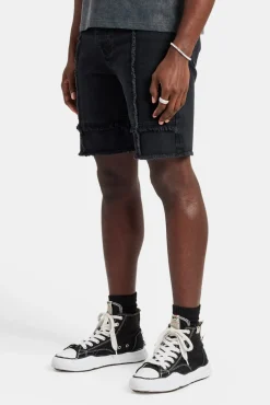CLO-BOT-DEN Raw Edge Denim Short - Washed Black