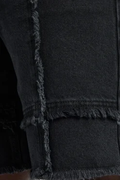 CLO-BOT-DEN Raw Edge Denim Short - Washed Black