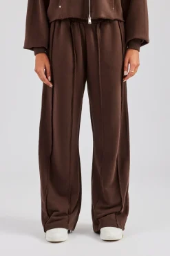 Women CLO-BOT-TRO Raw Edge Waistband Jogger - Chocolate