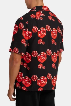 CLO-TOP-SHIR Red Dice Print Shirt - Black
