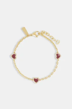 Women JWL-BRA Red Enamel Heart Thin Rolo Bracelet - 8mm