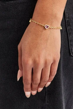 Women JWL-BRA Red Enamel Heart Thin Rolo Bracelet - 8mm