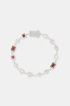 Women JWL-BRA Red Heart Multi Gem Bracelet - 6mm