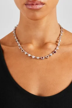 Women JWL-CHN Red Heart Multi Gem Chain - 6mm