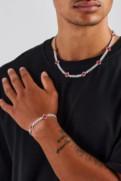 JWL-CHN Red Motif Tennis Chain - 5mm