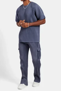 CLO-BOT-TRO Relaxed Pleated Cargo Trouser - Dusty Blue