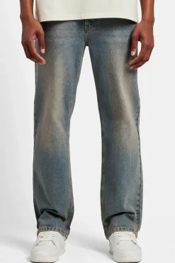 CLO-BOT-DEN Relaxed Rhinestone Pocket Detail Jeans  - Antique Wash