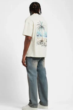 CLO-BOT-DEN Relaxed Rhinestone Pocket Detail Jeans  - Antique Wash