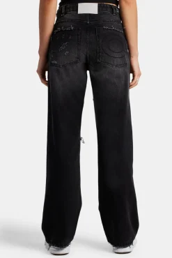 Women CLO-BOT-DEN Relaxed Ripped Jeans With Distressing - Washed Black