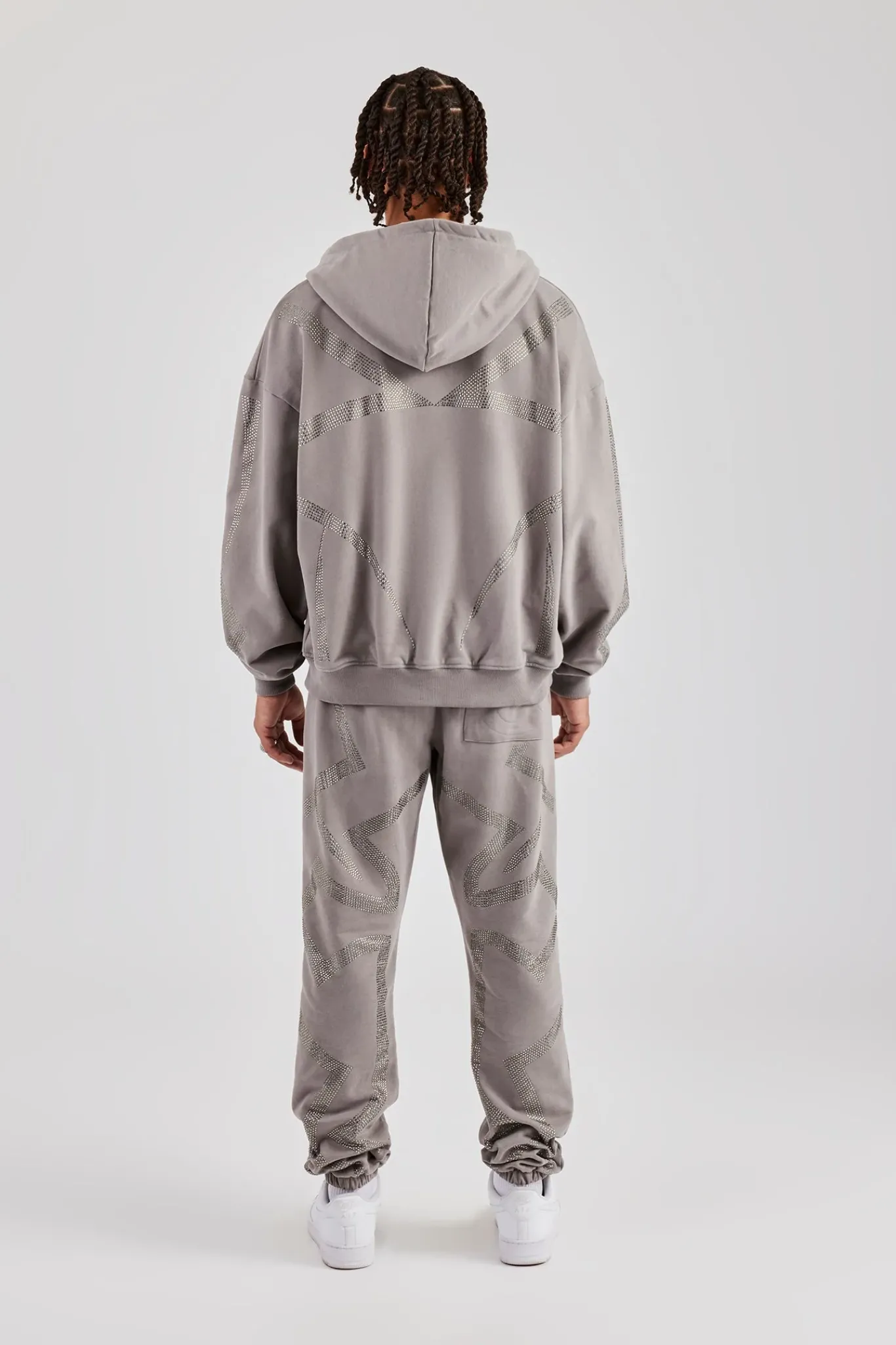 CLO-SET Rhinestone Cross Zip Through Tracksuit - Charcoal