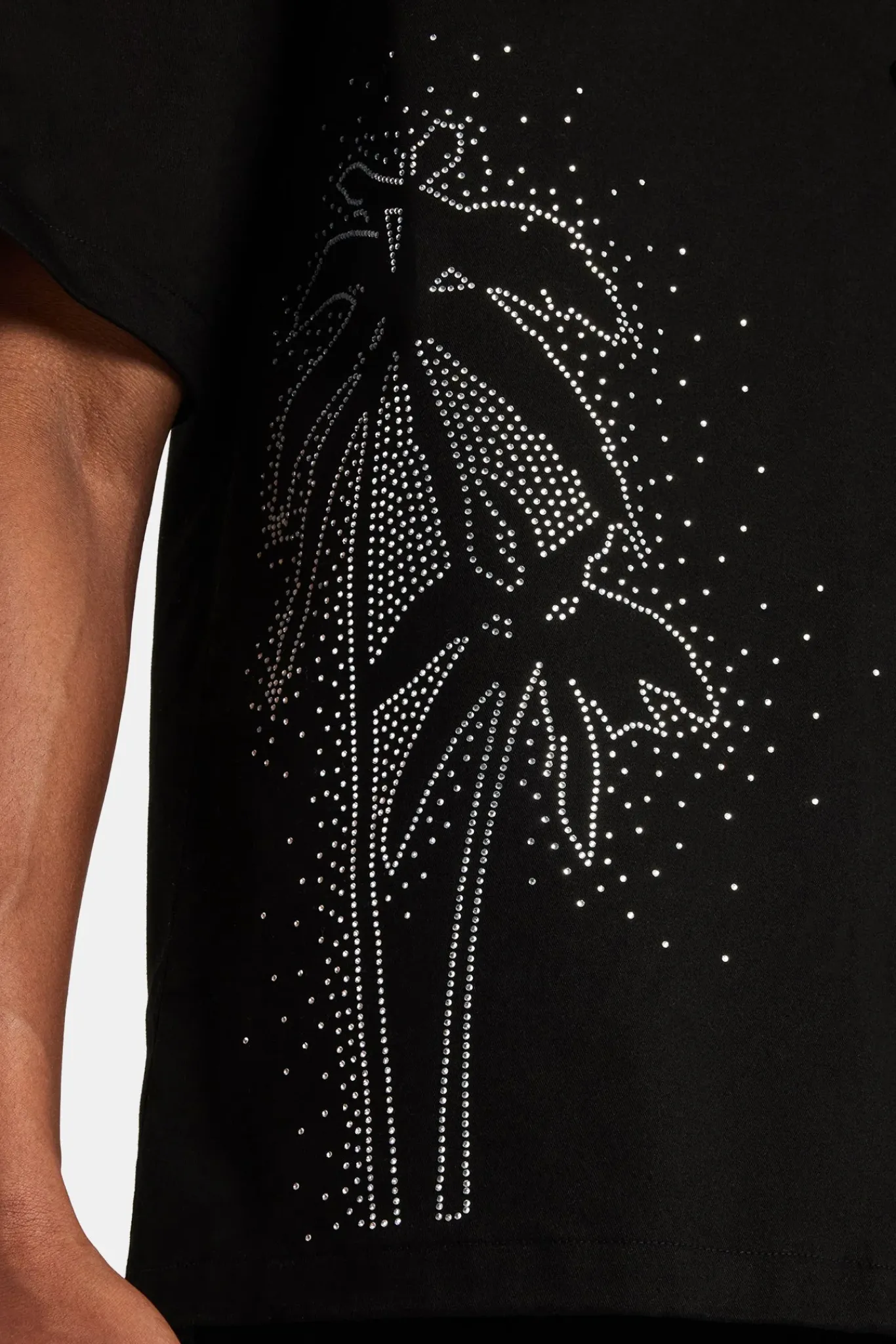 CLO-TOP-SHIR Rhinestone Palm Shirt - Black