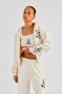 Women CLO-TOP-TEE Ribbed Layered Applique Vest Top - Off White