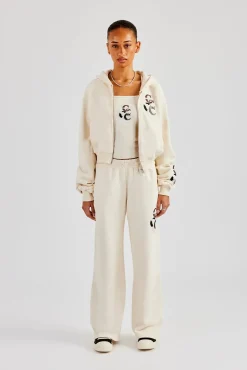 Women CLO-TOP-TEE Ribbed Layered Applique Vest Top - Off White