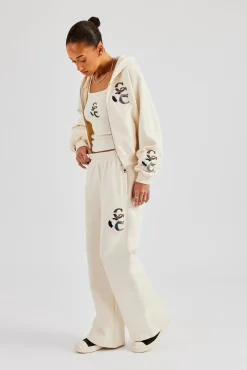Women CLO-TOP-TEE Ribbed Layered Applique Vest Top - Off White