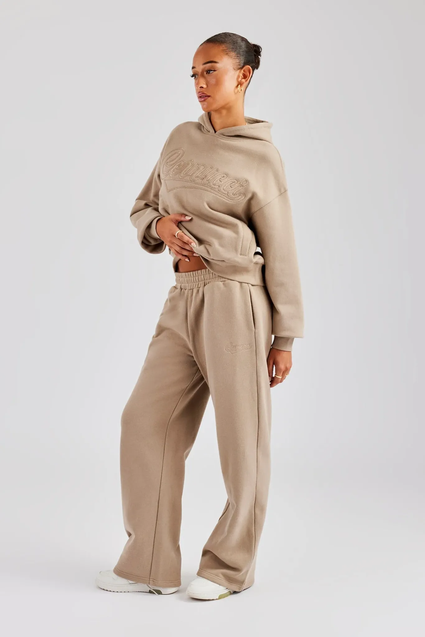 Women CLO-SET Rope Embroidery Tracksuit - Taupe