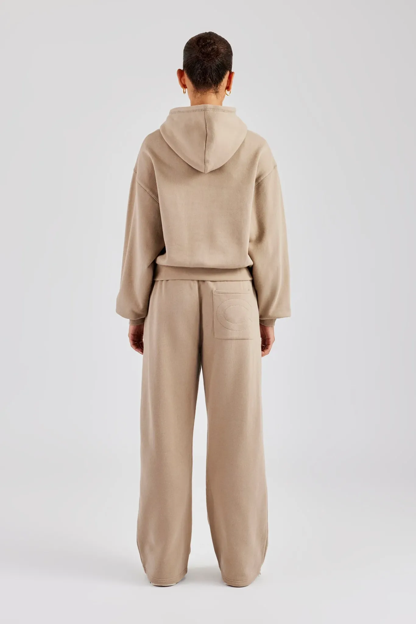 Women CLO-BOT-TRO Rope Embroidery Wide Leg Jogger - Taupe