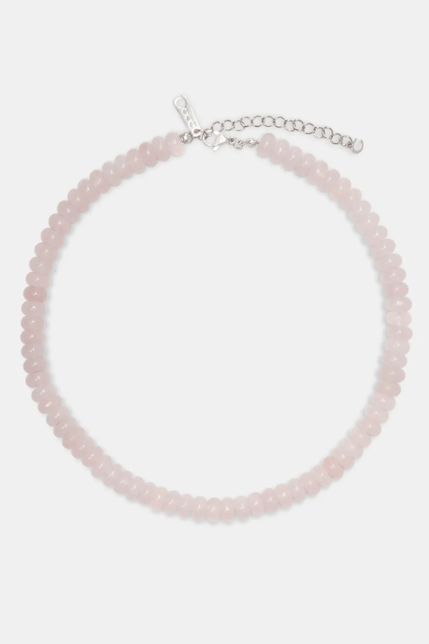 Women JWL-NECK-PRL Rose Quartz Bead Necklace - White 8mm