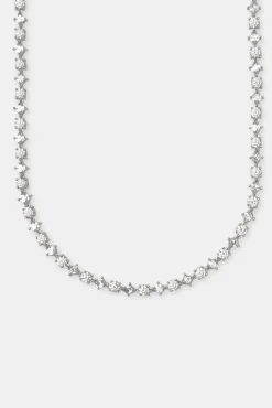 JWL-CHN Round & Diamond Cluster Tennis Chain - 6mm