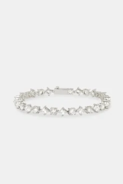 JWL-BRA Round & Diamond Cluster Tennis Bracelet - 6mm