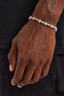JWL-BRA Round & Star Iced Bracelet - 3mm