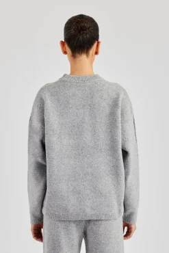 Women CLO-TOP-HS-SWE-KTW Seam Detail Knitted Sweatshirt - Grey