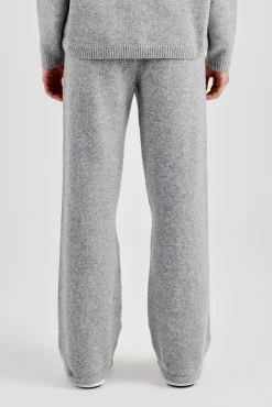 Women CLO-BOT-TRO-KTW Seam Detail Knitted Wide Leg Jogger - Grey