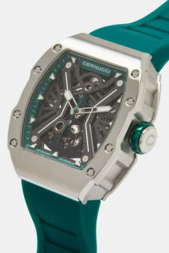 JWL-ACC-WAT Skeleton Rubber Strap Watch - Green