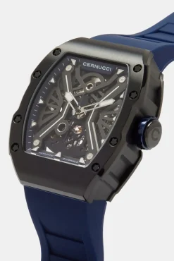JWL-ACC-WAT Skeleton Rubber Strap Watch - Navy