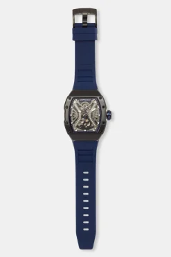 JWL-ACC-WAT Skeleton Rubber Strap Watch - Navy