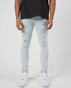 CLO-BOT-DEN Skinny Ripped Jeans - Ice Blue