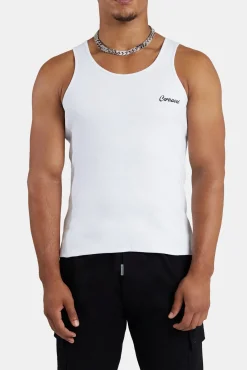 CLO-TOP-TEE Slim Fit Embroidered Vest - White