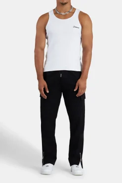 CLO-TOP-TEE Slim Fit Embroidered Vest - White