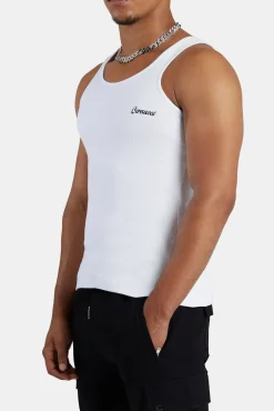 CLO-TOP-TEE Slim Fit Embroidered Vest - White