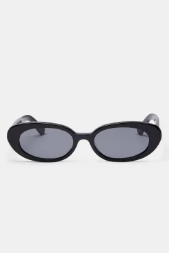 Women CLO-ACC Slim Oval Acetate Sunglasses - Black