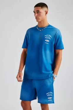CLO-BOT Spray Washed Jersey Short - Blue