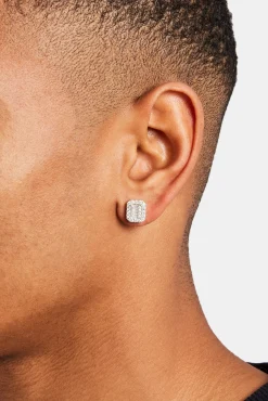 JWL-EAR Square Baguette Cluster Stud Earrings - 10mm