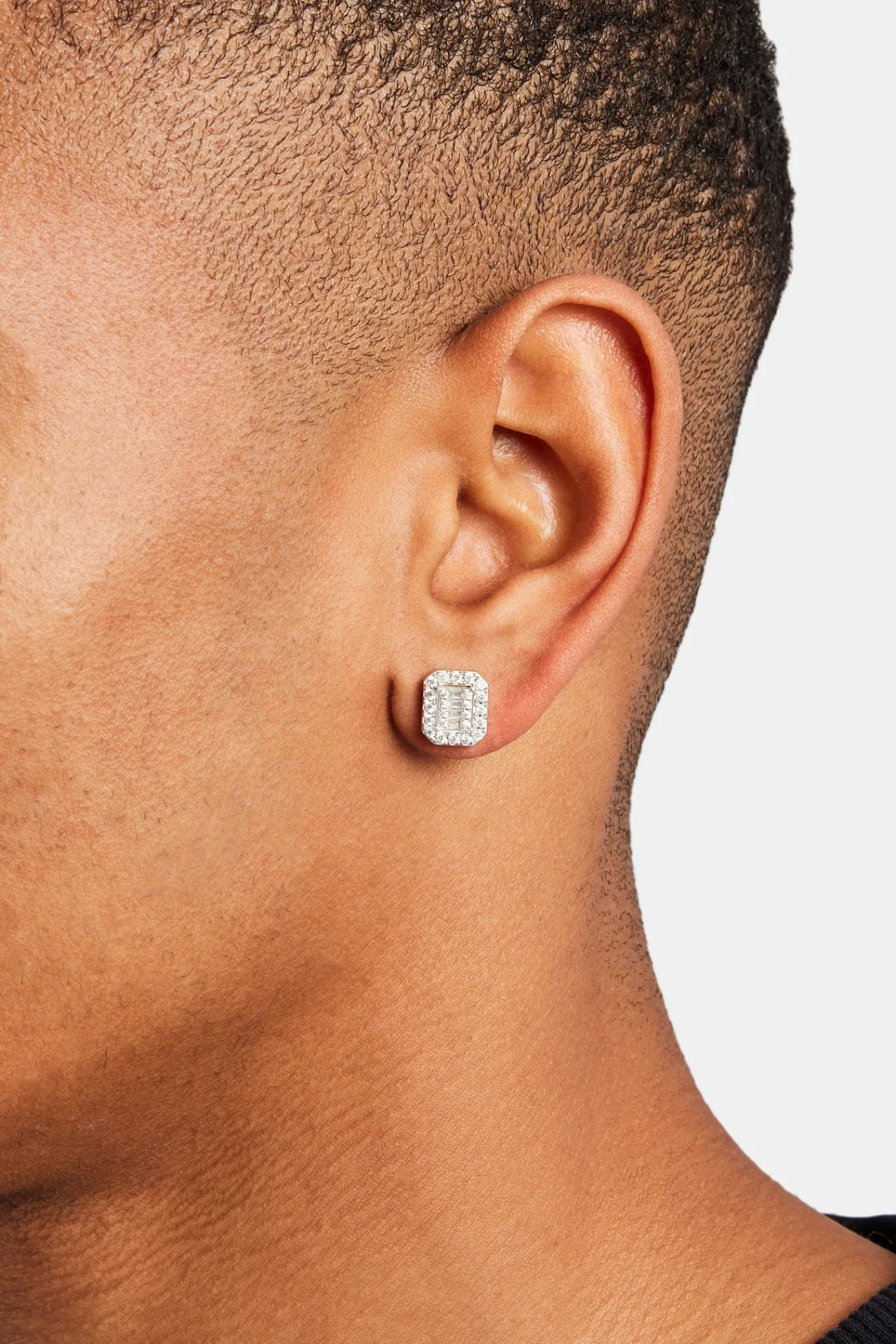 JWL-EAR Square Baguette Cluster Stud Earrings - 10mm