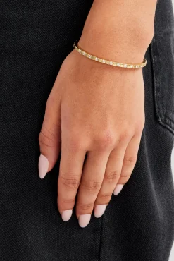 Women JWL-BRA Square Polished Iced Bangle - 3mm