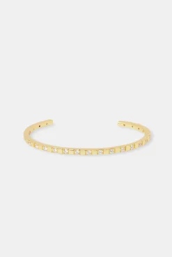 Women JWL-BRA Square Polished Iced Bangle - 3mm