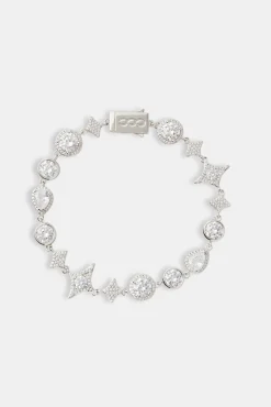 JWL-BRA Star Motif Clear Multi Gemstone Bracelet - 10mm