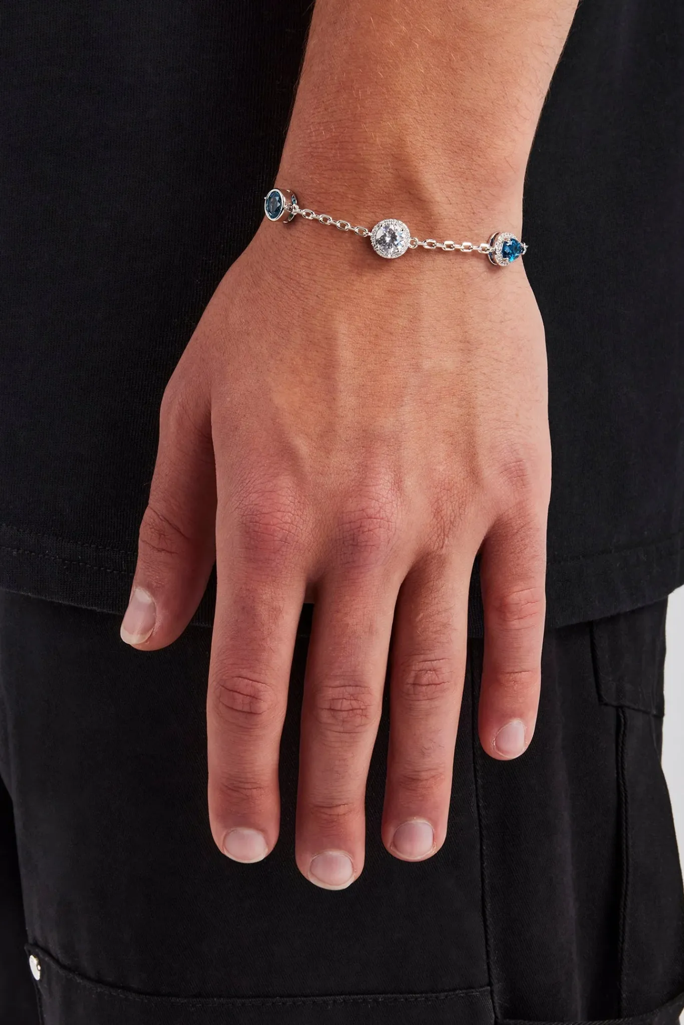 JWL-BRA Star Motif Gemstone Rolo Bracelet - 10mm