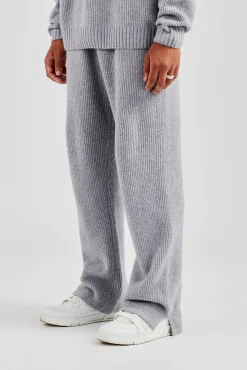 CLO-BOT-TRO-KTW Straight Leg Split Hem Knit Jogger - Grey