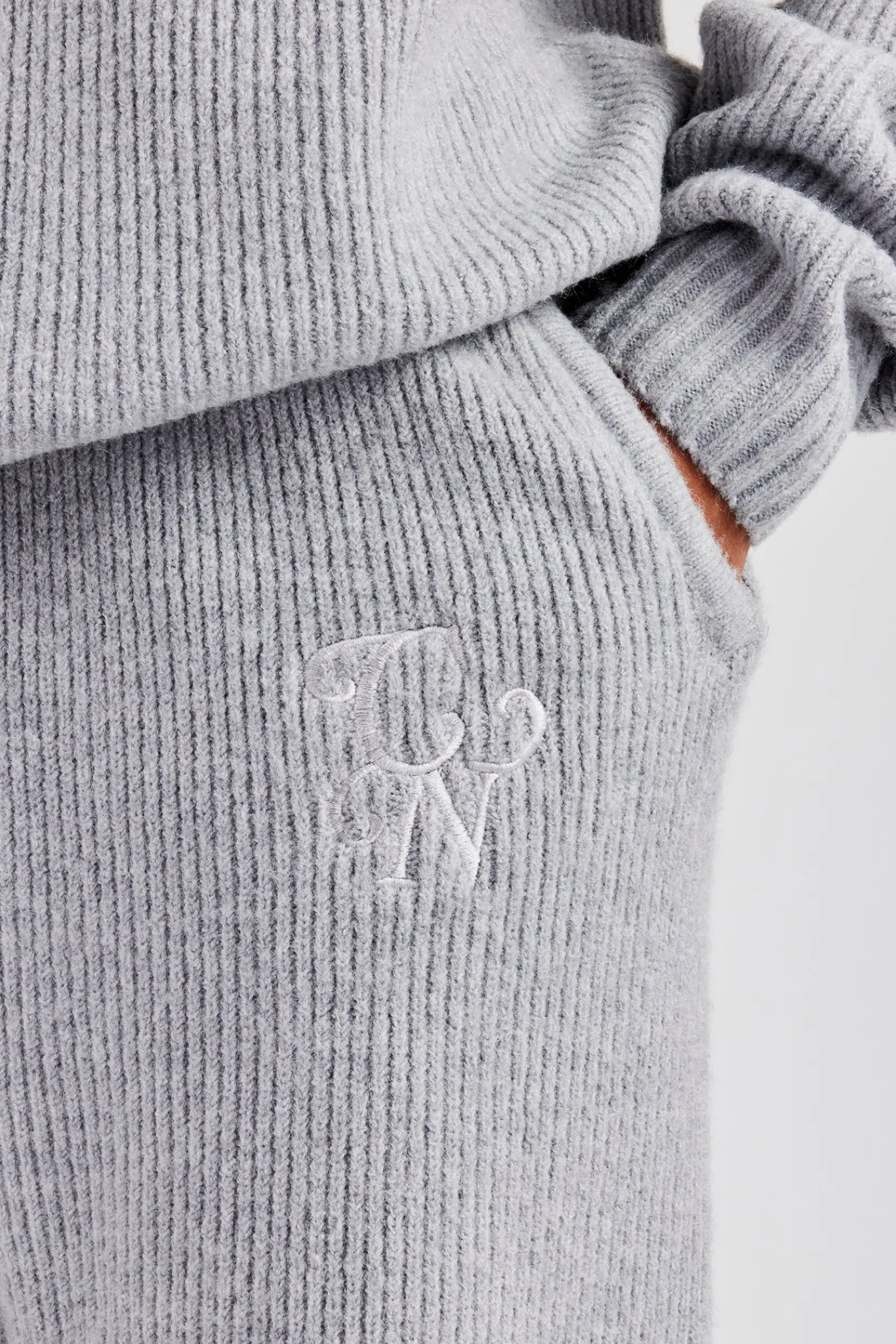 CLO-BOT-TRO-KTW Straight Leg Split Hem Knit Jogger - Grey