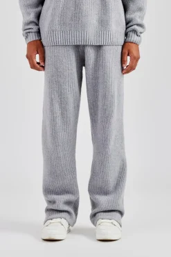 CLO-BOT-TRO-KTW Straight Leg Split Hem Knit Jogger - Grey
