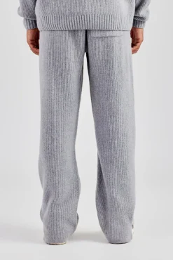 CLO-BOT-TRO-KTW Straight Leg Split Hem Knit Jogger - Grey