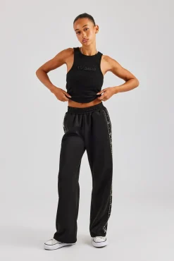 Women CLO-BOT-TRO Stud Wide Leg Jogger - Black