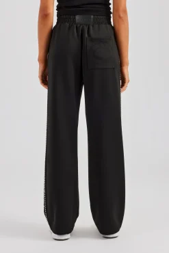 Women CLO-BOT-TRO Stud Wide Leg Jogger - Black