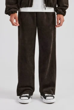 CLO-BOT-TRO Suede Straight Leg Jogger - Charcoal