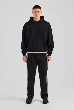 CLO-BOT-TRO Taping Split Hem Track Pant - Black